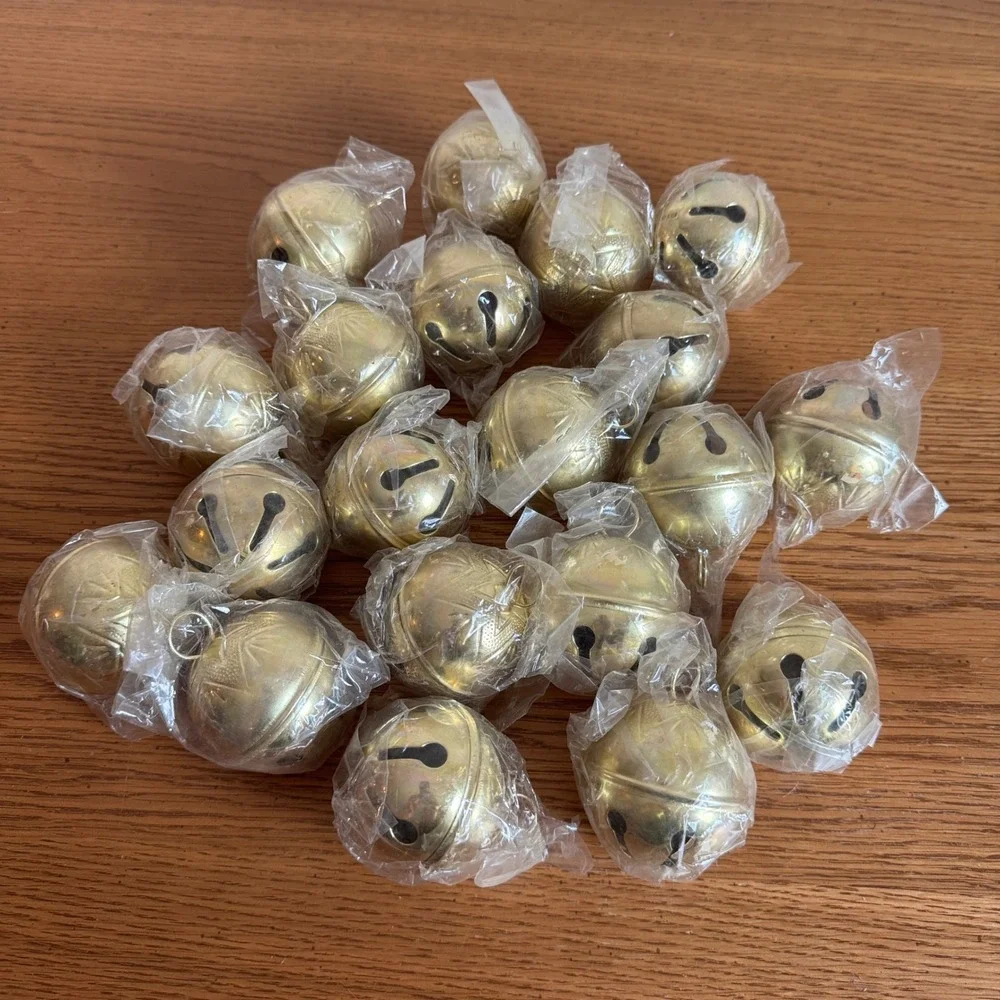 Vintage Jingle Bells Lot of 20 Gold Tone 2.5 Inch Christmas Decor Ornaments